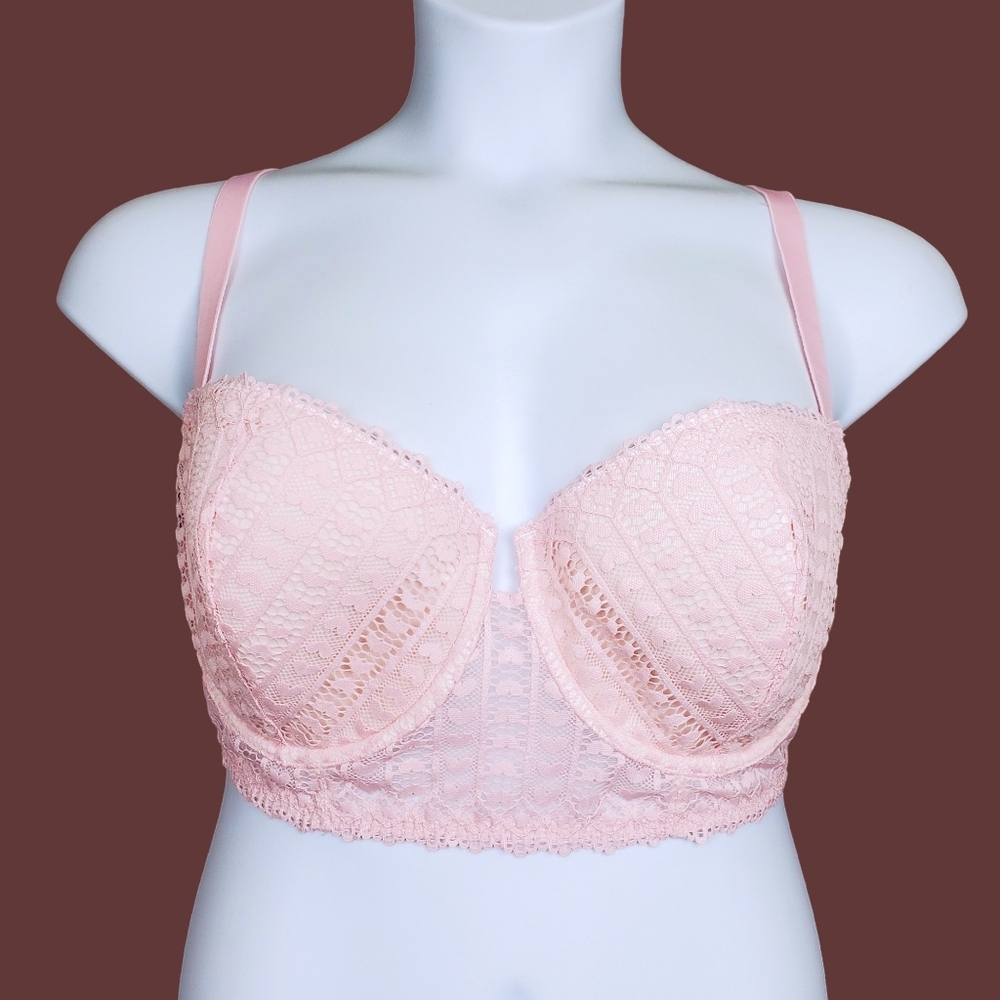 Adore Me Womens Pink Heart Lace Nymphadora Contour Balconette Bra Size 42C